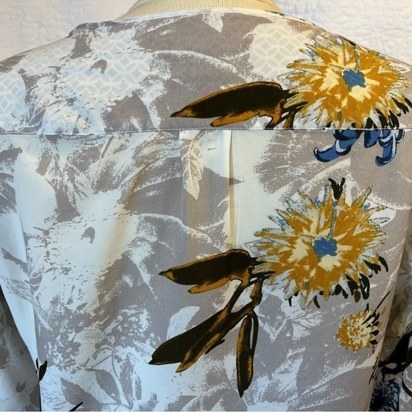 Mexx Womens White & Grey Floral Abstract 3/4 Sleeve Blouse, Size 12 - Picture 5 of 8